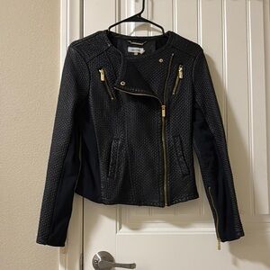 Calvin Klein Structured Black Faux Leather Moto Jacket